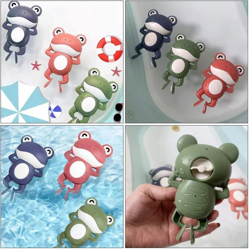 New Bath Toys for Toddlers Chain Clockwork Swim Backstroke Little Frog Baby Bathe Cut lifestyle view