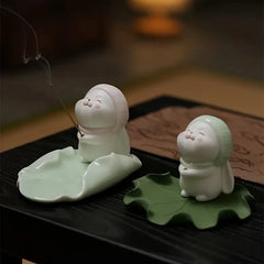 Cute Wishing Rabbit Incense Burner | Ceramic Home Fragrance Decor detail view