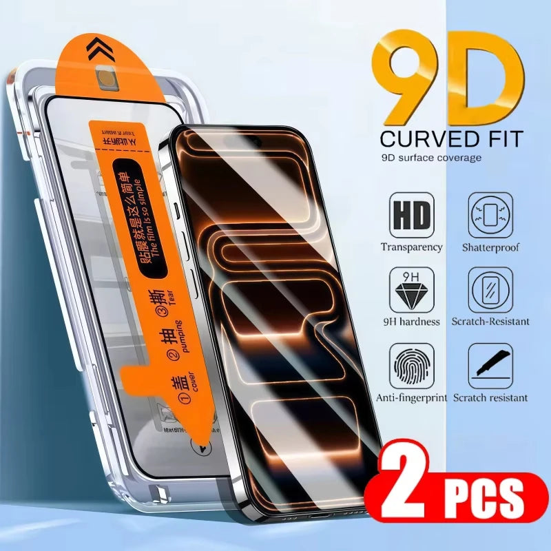 2pcs HD Tempered Glass Screen Protector for iPhone 17 16Pro Max 15 14 11 12 13 mini 12 11 X Scratch-Proof Dust-Free Installation