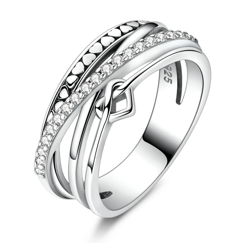 LAZA 925 Sterling Silver Colorful Rings Sparking Zirconium Bowknot Moon Sun Original Rin detail view