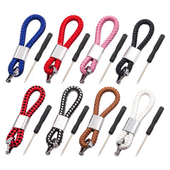 Handwoven Leather Car Keychain | Retro Horseshoe Buckle Key Ring alternate view