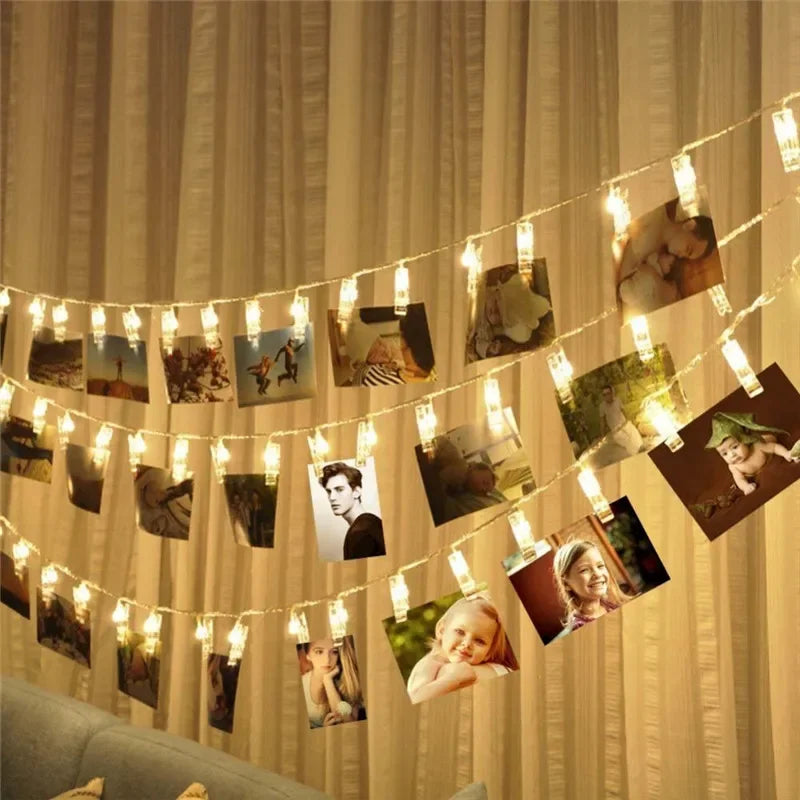 LED Photo Clip Fairy String lights Card Holder Garland lamp for Christmas Wedding Party detail view