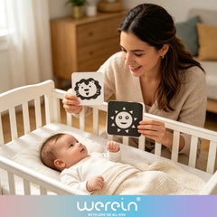 We Rein High Contrast Baby Black White Flash Cards, Newborn Visual Stimulation Cogniti close-up view
