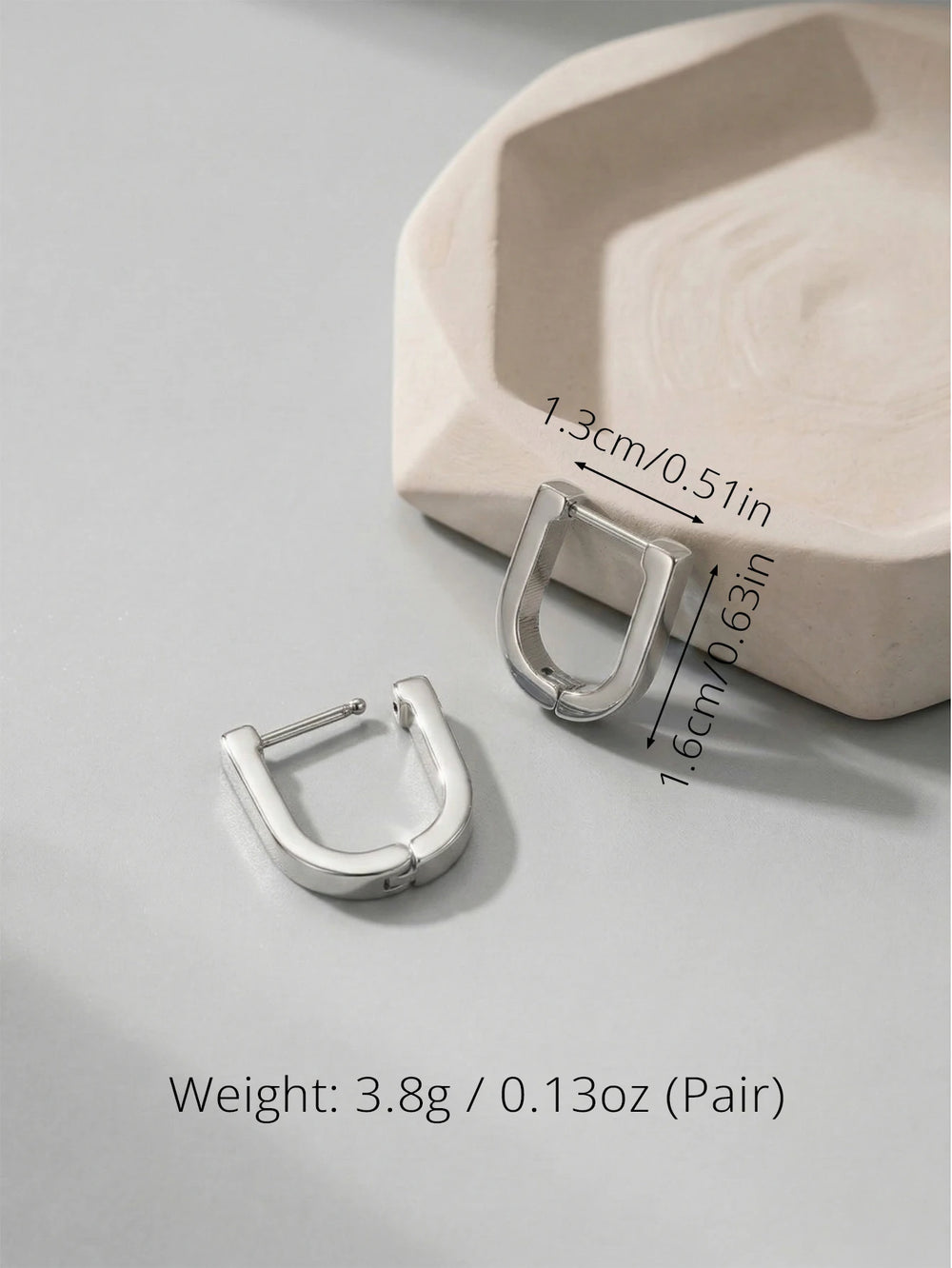 Unisex Stainless Steel Rectangular Hoop Earrings for Men Women Punk Rock Triangle Huggie detail view