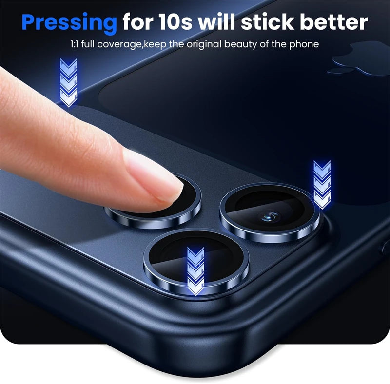 Tempered Glass Lens Screen Protector for IPhone 17 Air 16 15 14 Pro Max Plus 13 Mini 17Pro 17Air ProMax Metal Ring Film Cover
