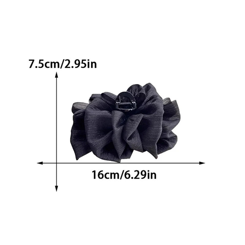 Elegant Mesh Large Hair Clip for Woman Solid Color Back of The Head Shark Clip Fashio alternate view