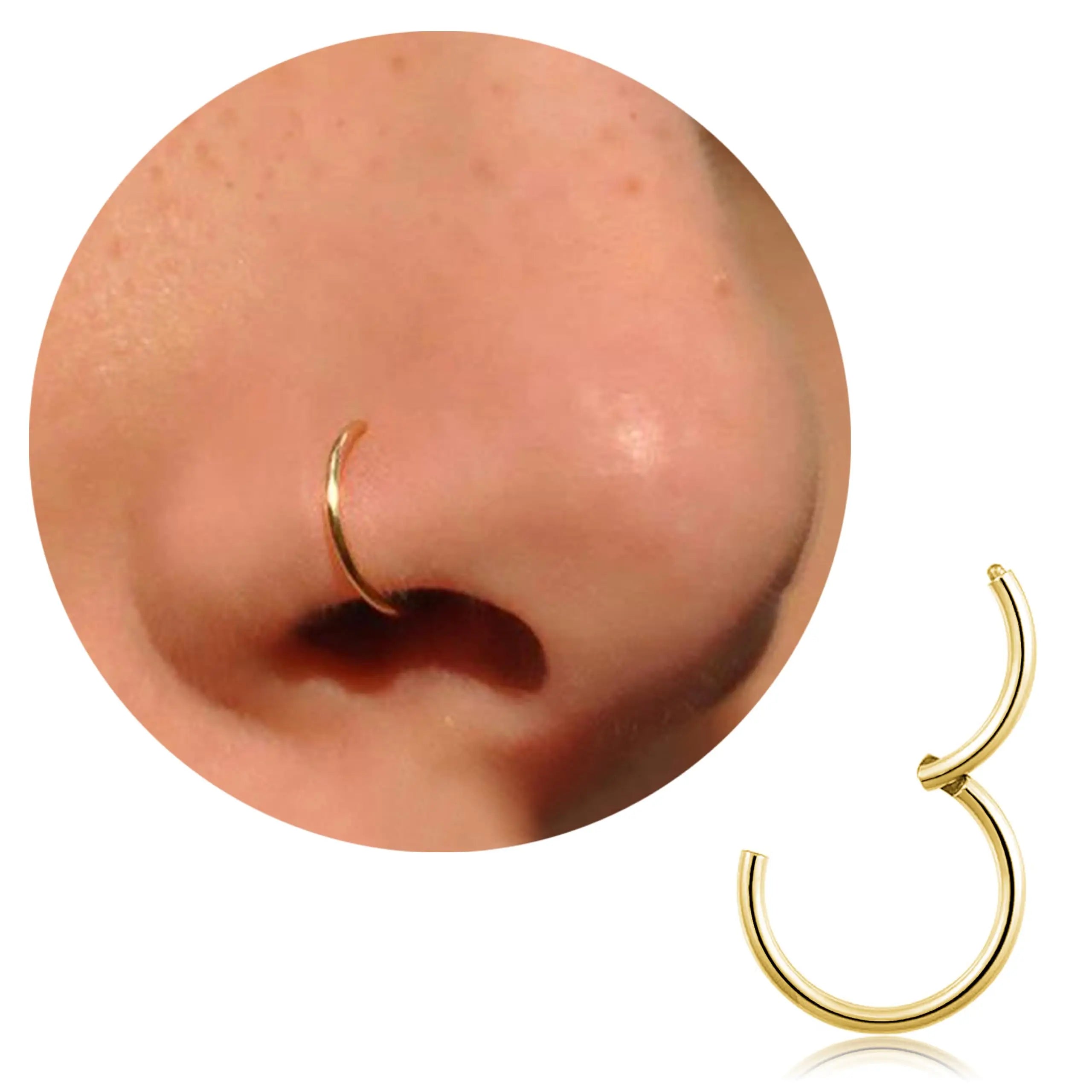 18G 316L Surgical Steel Nose Ring Hoop, Cartilage Hoop Earrings for Women Men Piercin alternate view