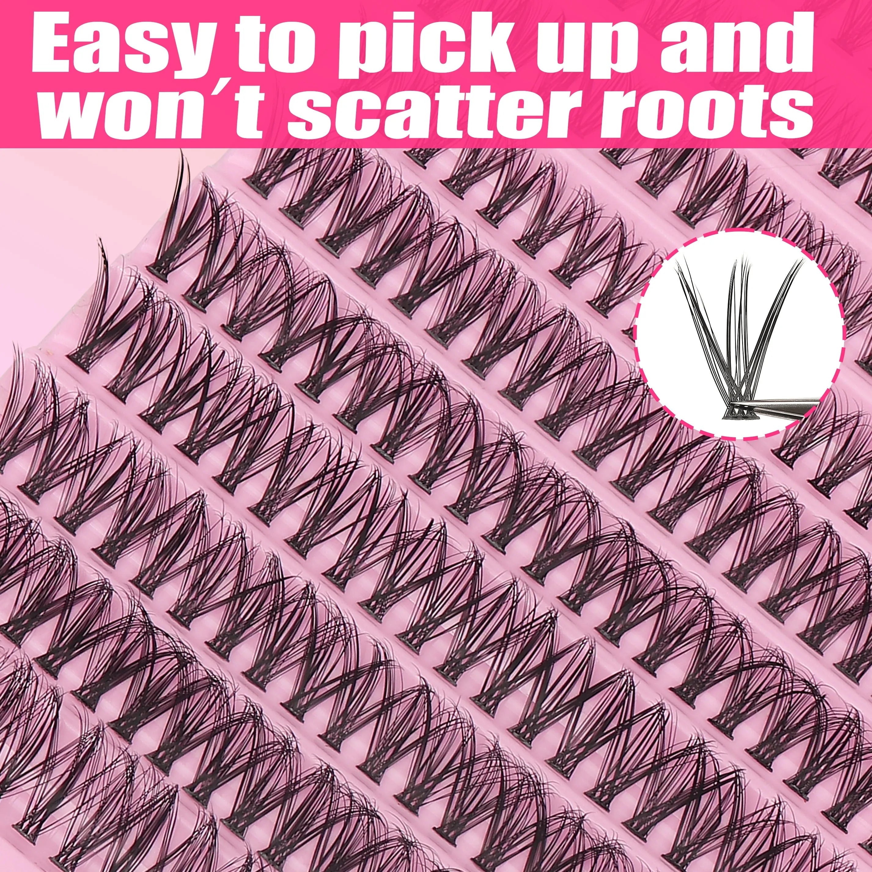 200pcs 30D Cluster False Eyelashes Set | DIY Eyelash Extensions close-up view