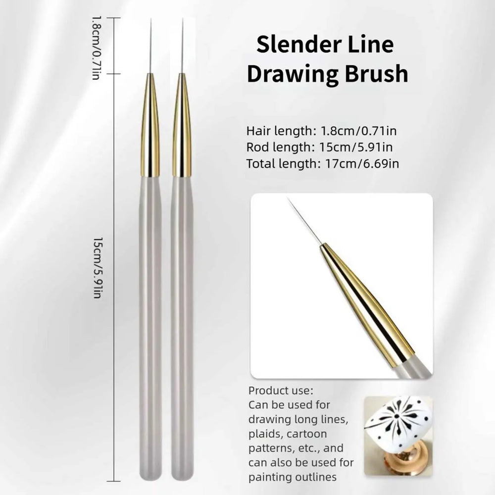 1/2/5Pcs French Plaid Nail Art Brush Set Ultra-Fine Liner Flat Brush for Grid Pattern alternate view