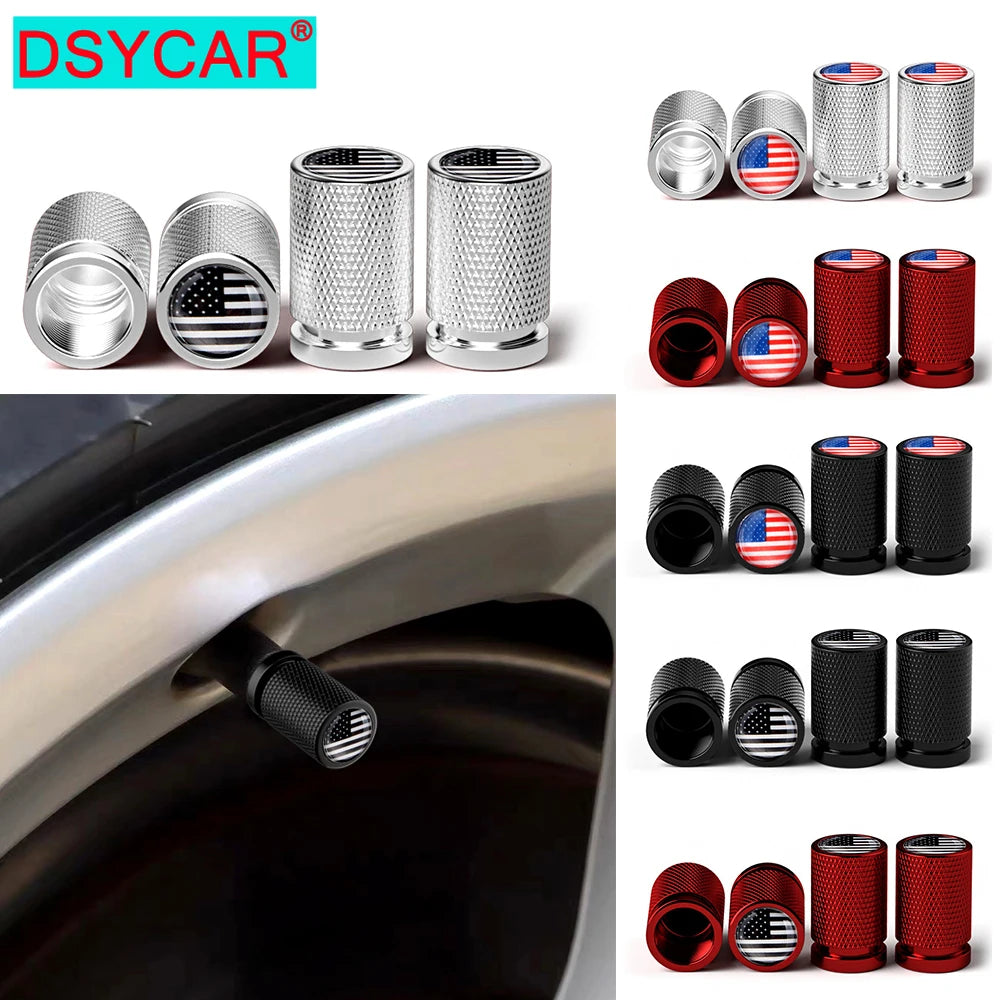 America National Flag Valve Stem Caps 4 Pcs