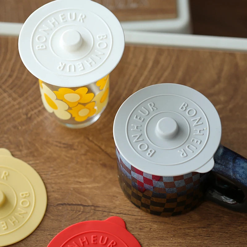 1pcs Universal Silicone Glass Cup Cover Sealing Protective Lid Heat Temperature Preserve detail view