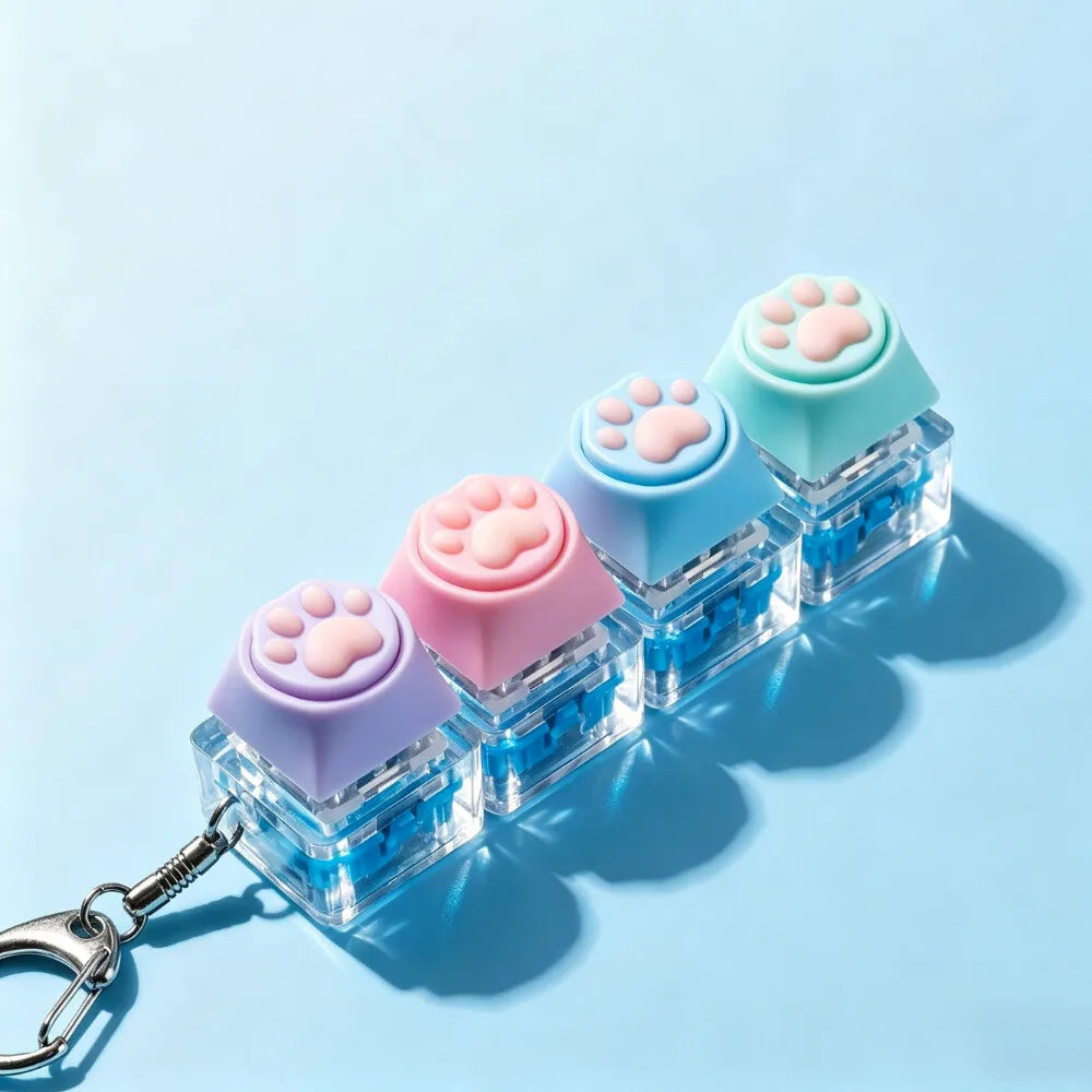 LED Keyboard Keychain Fidget Toys Crystal Clicker Sensory Toy for Stress Relief Keyboard detail view