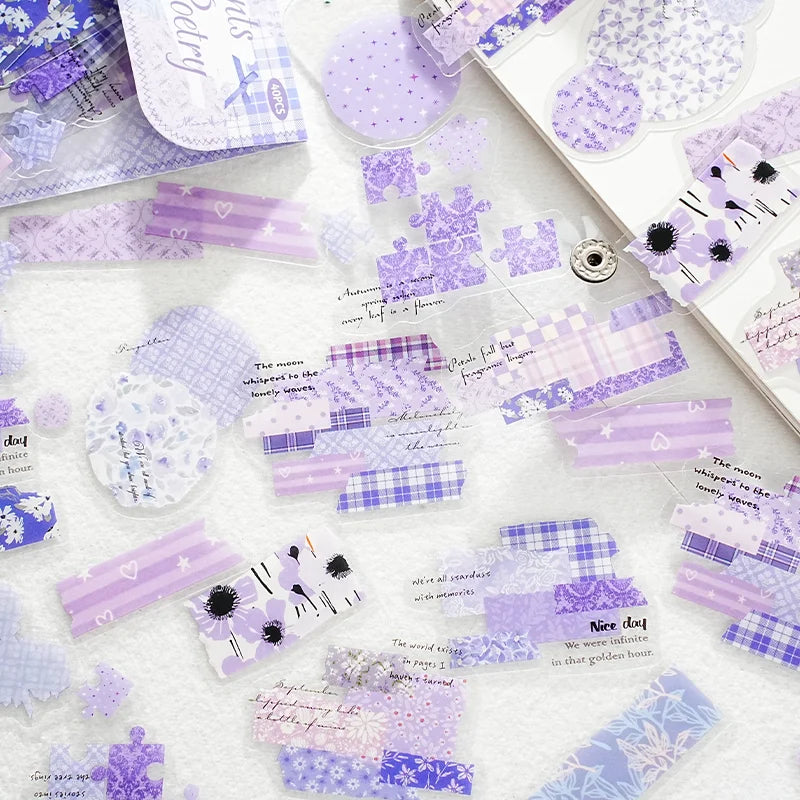 Fragmented Verse Patchwork Fabric PET Sticker Pack | 120pcs DIY Craft Stickers alternate view