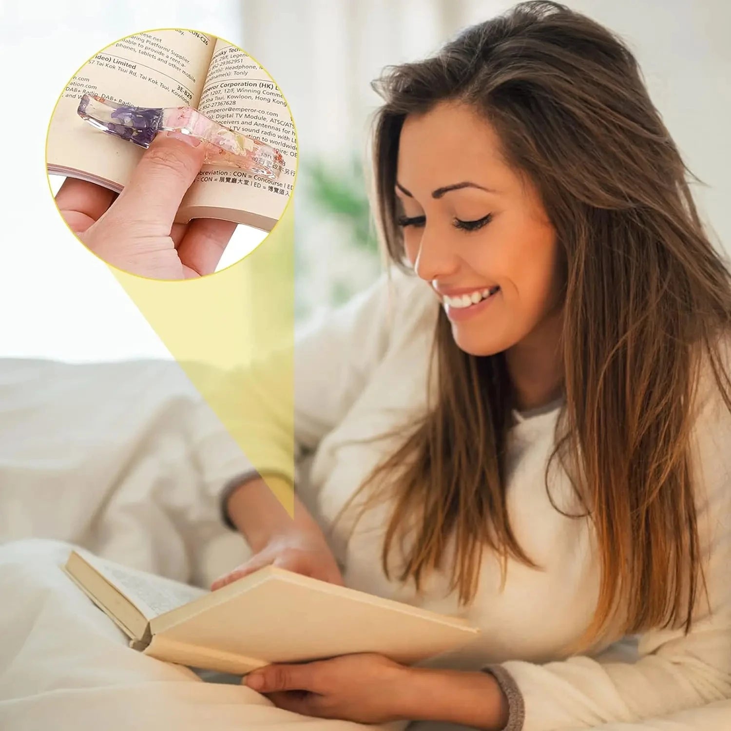 Finger Ring Bookmark, Resin Bookmark, Book Stand, Creative Thumb Bookshelf, Thumb Page close-up view