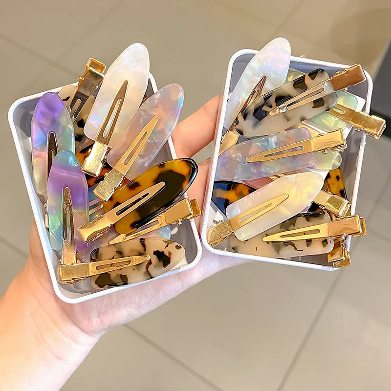 3/4pcs Leopard Acetate Hair Side Clips Bangs Seamless Clip Makeup Hair Styling Hair T alternate view