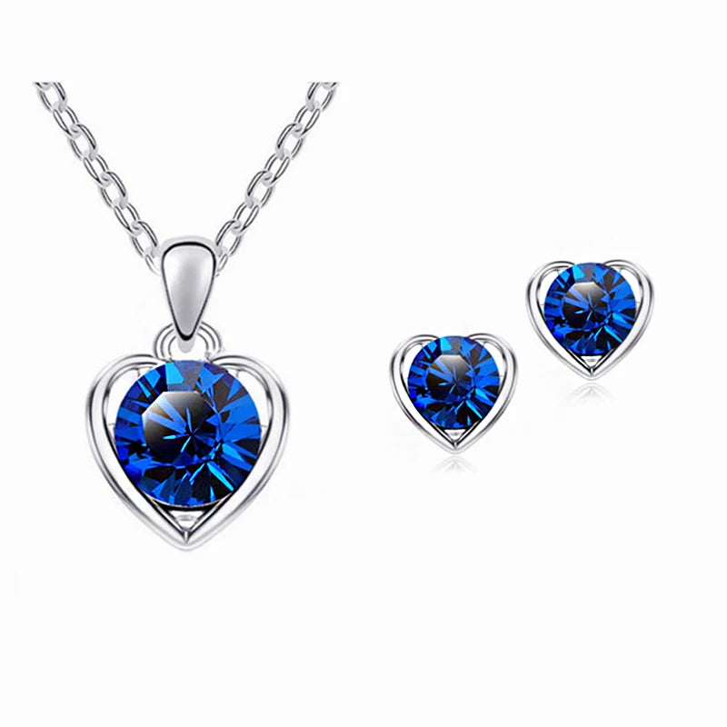 Fashion Silver Color Necklace Earrings Cubic Zirconia Jewelry Sets Elegant Crystal Zirco detail view