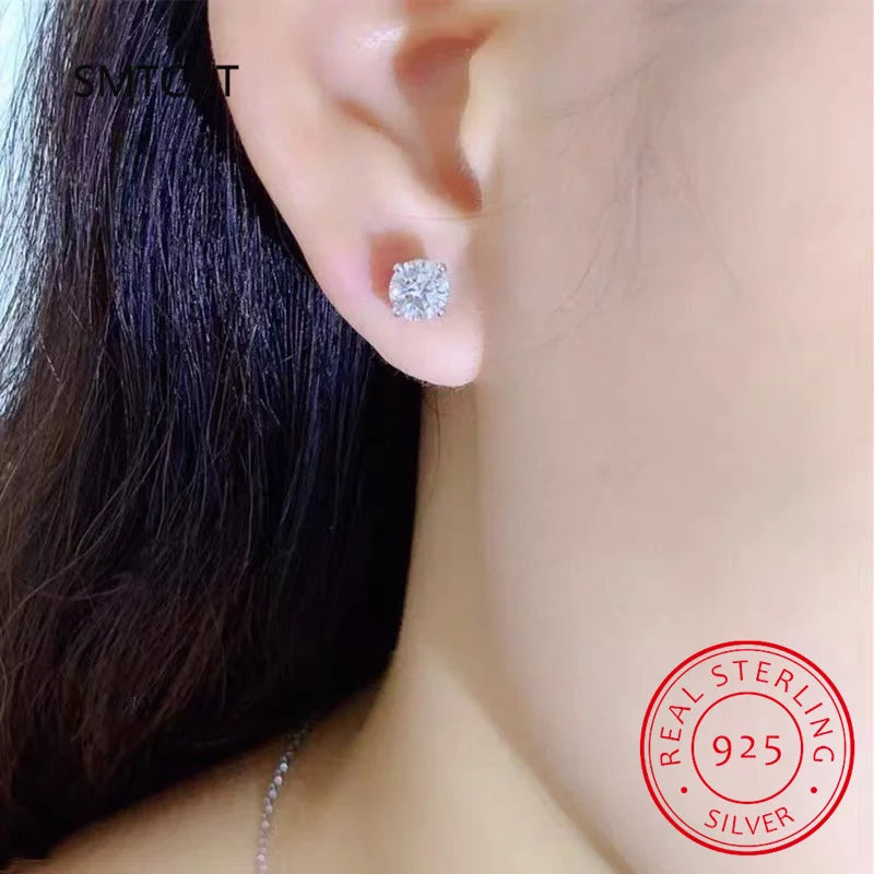 2.0ct Moissanite Earrings for Women Lab Grown Diamond Ear Studs 925 Sterling Silver F lifestyle view