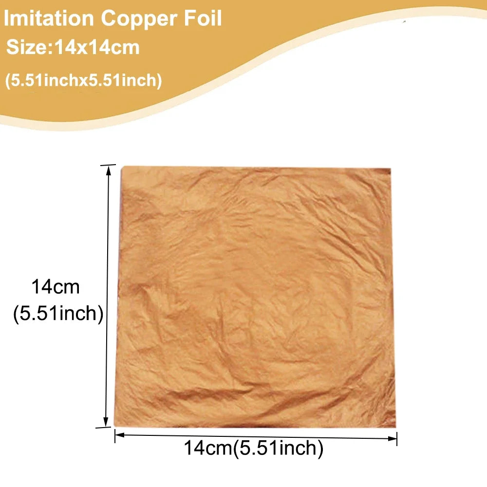 Imitation Gold Leaf Sheets for Crafts | 100pcs Metallic Foil Paper close-up view