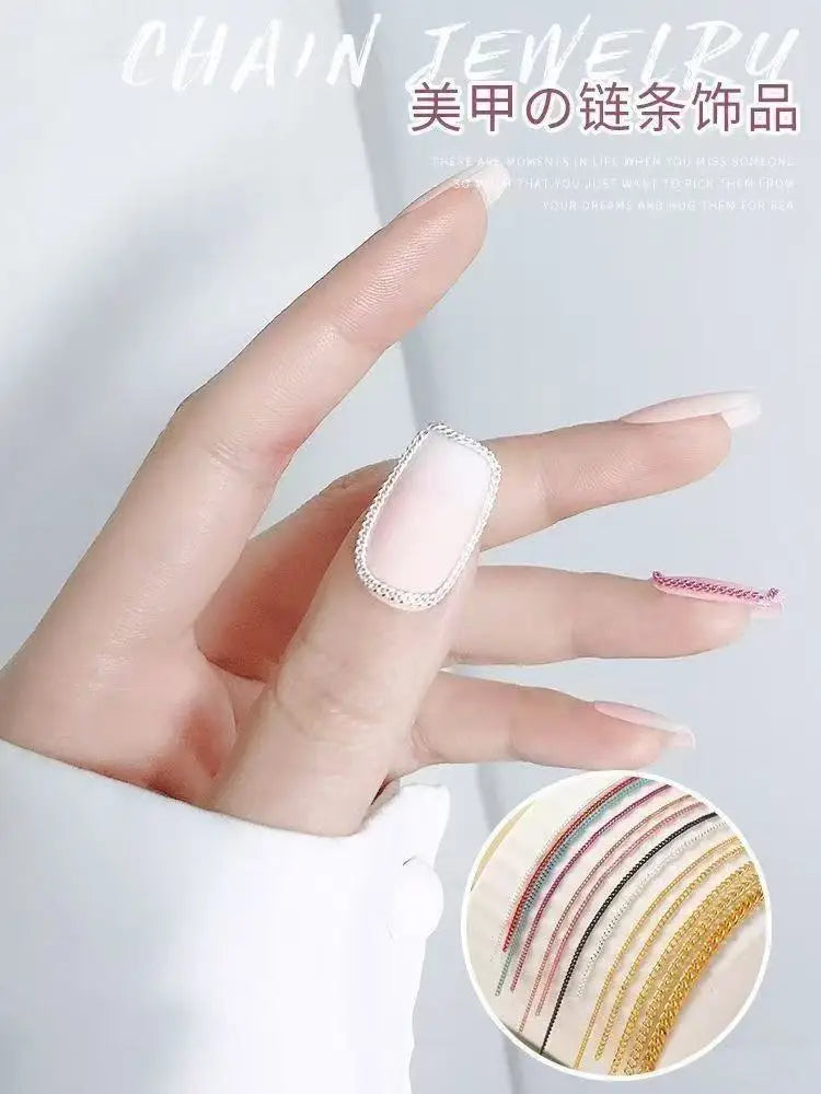 Micro Bead Chain Nail Art Decoration, Silver Gold 50cm Ball Chain for Stylish Manic additional angle