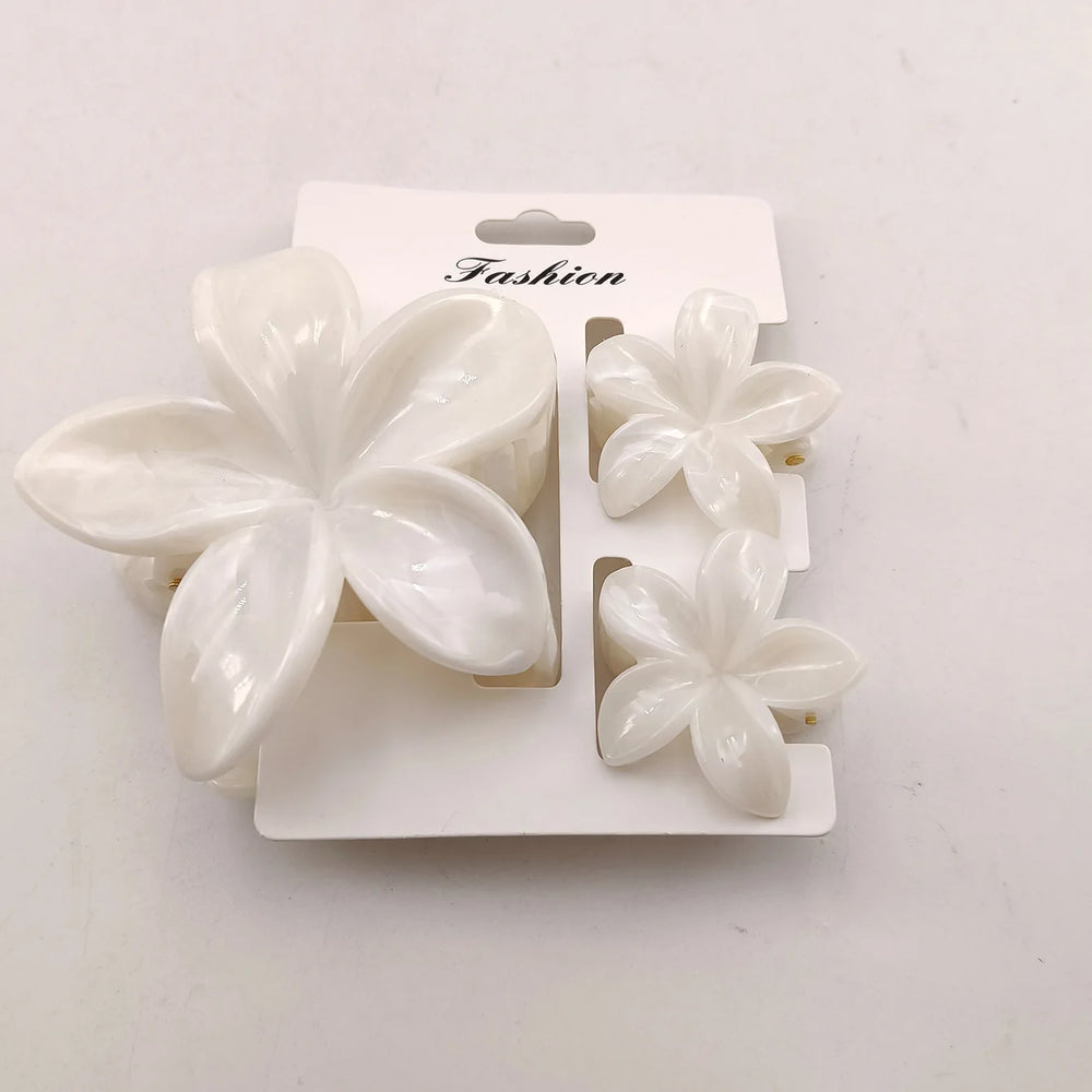 3/6/9/12PCS Hawaiian Gradient Flower Hair Claw Clip For Women Girl Fashion Plastic No lifestyle view