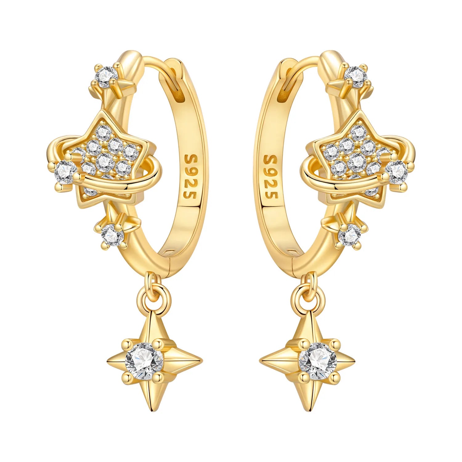 Orstarry S925 Sterling Silver 18k Gold Modern Square Earrings Hoop Earrings For Women alternate view