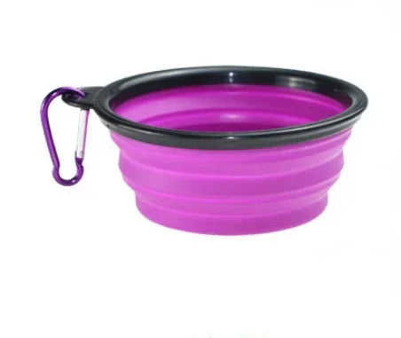 Collapsible Pet Silicone Dog Bowl | Portable Travel Food and Water Bowl with Carabiner detail view