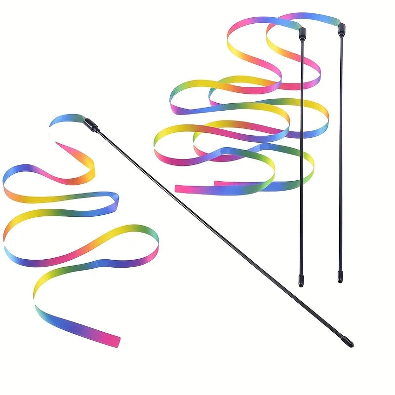 Interactive Cat Toy Funny Rainbow Strips Stick Cat Teaser Wand Pet Toys for Cats detail view