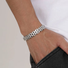 Chunky Stainless Steel Bracelet for Men | Silver Chain Link Watch Band alternate view