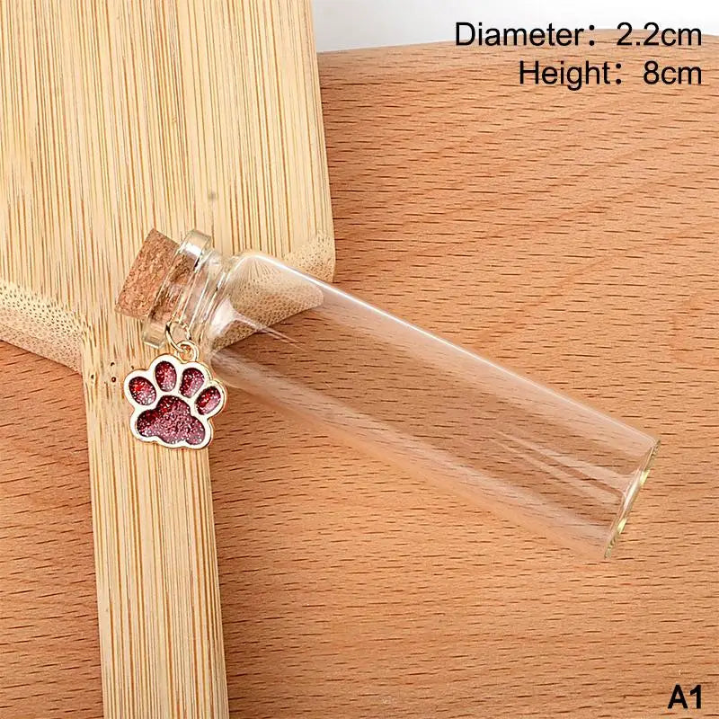 Pet Fur Memorial Glass Bottle Cat Whiskers Storage Bottle With Cork Stopper For Storing detail view