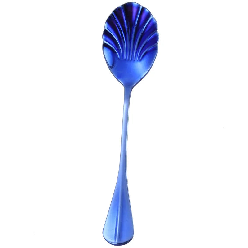 Shell Shape Stainless Steel Spoon with Long Handle | Dessert Spoon and Ice Cream Scoo alternate view
