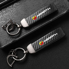 Fashion Carbon Fiber Car Keychain | Microfiber Leather Key Ring for FIAT Models alternate view