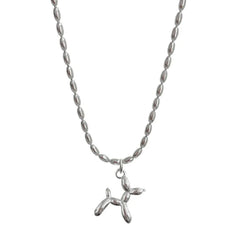 Silver Balloon Dog Pendant Necklace | Cute Animal Charm Jewelry detail view