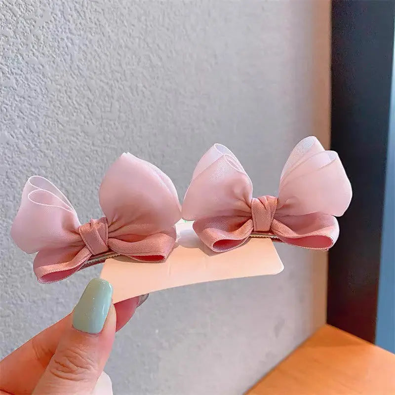 2PCS New Fashion Fresh Yarn Three-dimensional Cute Bow Hair Clips Girls Hairpins Hair alternate view