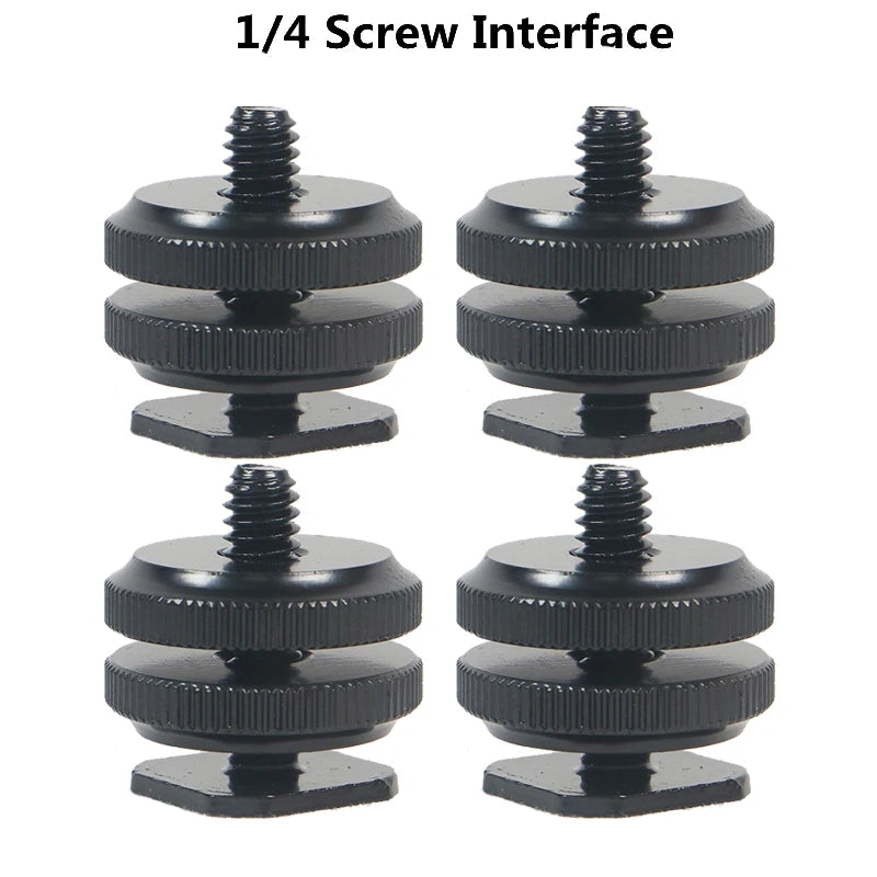 1/4 Hot Shoe Mount Phone Holder Dual Nut Cold Shoe Adapter Bracket For Double-Layer Camera Hot Shoe