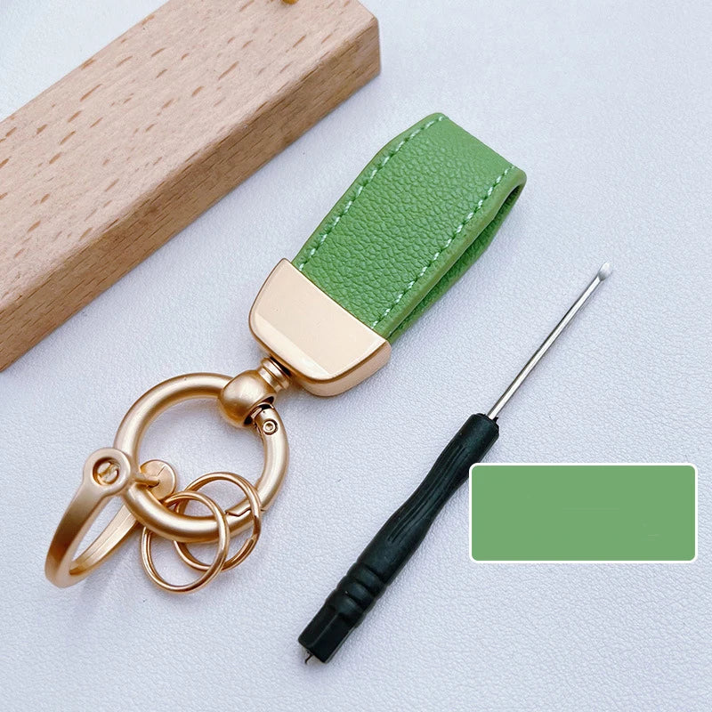 Luxury Suede Leather Flip Fur Keychain | Car Key Accessory lifestyle view