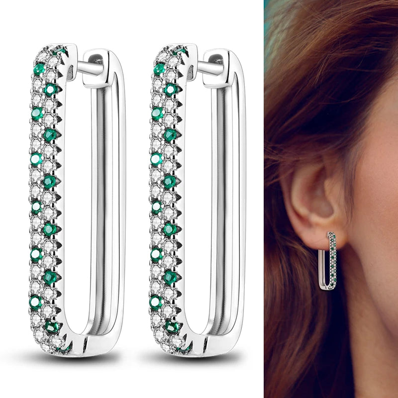 Hot Sale 925 Sterling Silver Heart Earrings Fit Original Charms Hoop Earrings For W additional angle