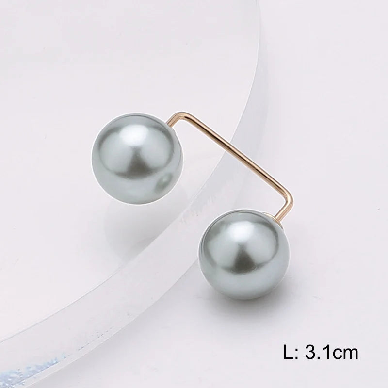 Pearl Brooch Pin For Women Scarf Double Pearl Fixed Safety Pin Accessories Clothes Buckle Clips Multifunction Brooch Clips Lapel