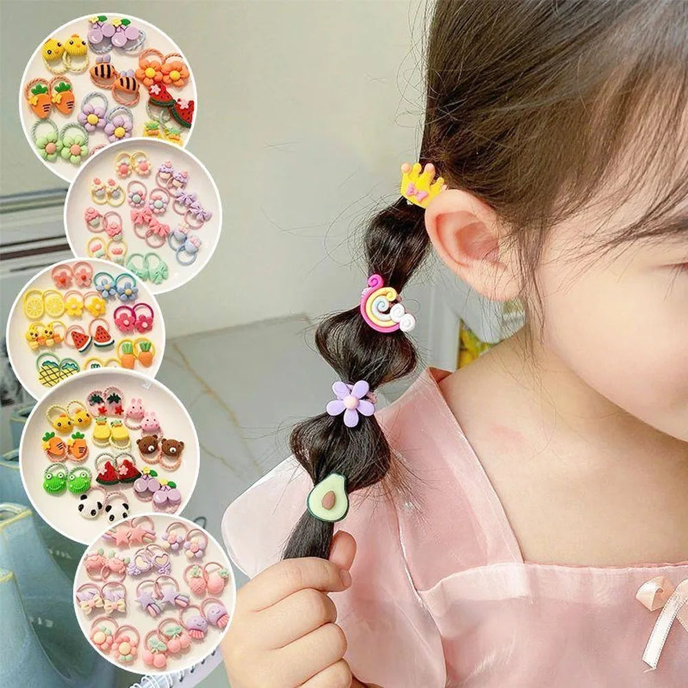 Cute Thumb Hair Ties For Girls,high Elasticity,cartoon Animal Flowers And Fruit Decor alternate view