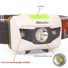 Alonefire HP30 3W LED Headlamp | White and Red Strobe Light for Outdoor Adventures detail view