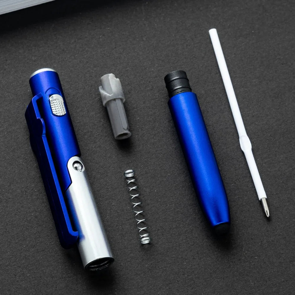 4 In 1 Multifunction Ballpoint Pen with LED Light Fold Phone Holder Night Read Writing close-up view