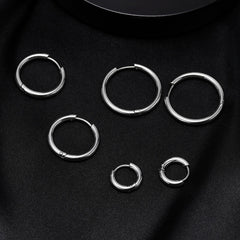 Classic Stainless Steel Hoop Earring for Men Boys | Anti Allergy Metal Huggies Earring close-up view