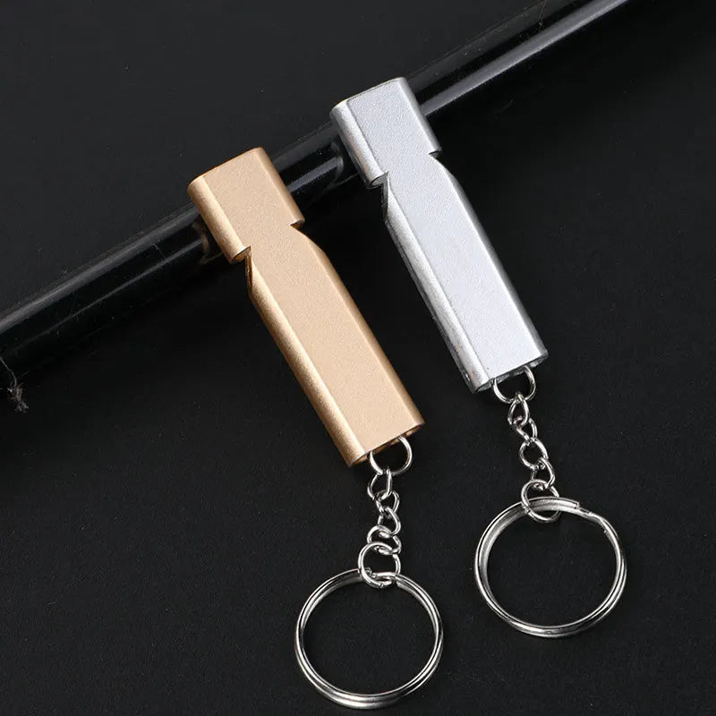 Outdoor Survival Whistle | High Decibel Aluminum Alloy Rescue Tool close-up view
