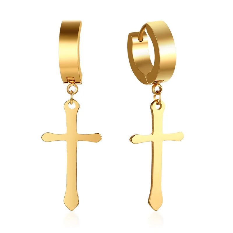 Stainless Steel Cross Earrings for Men | Religious Stud Earrings alternate view