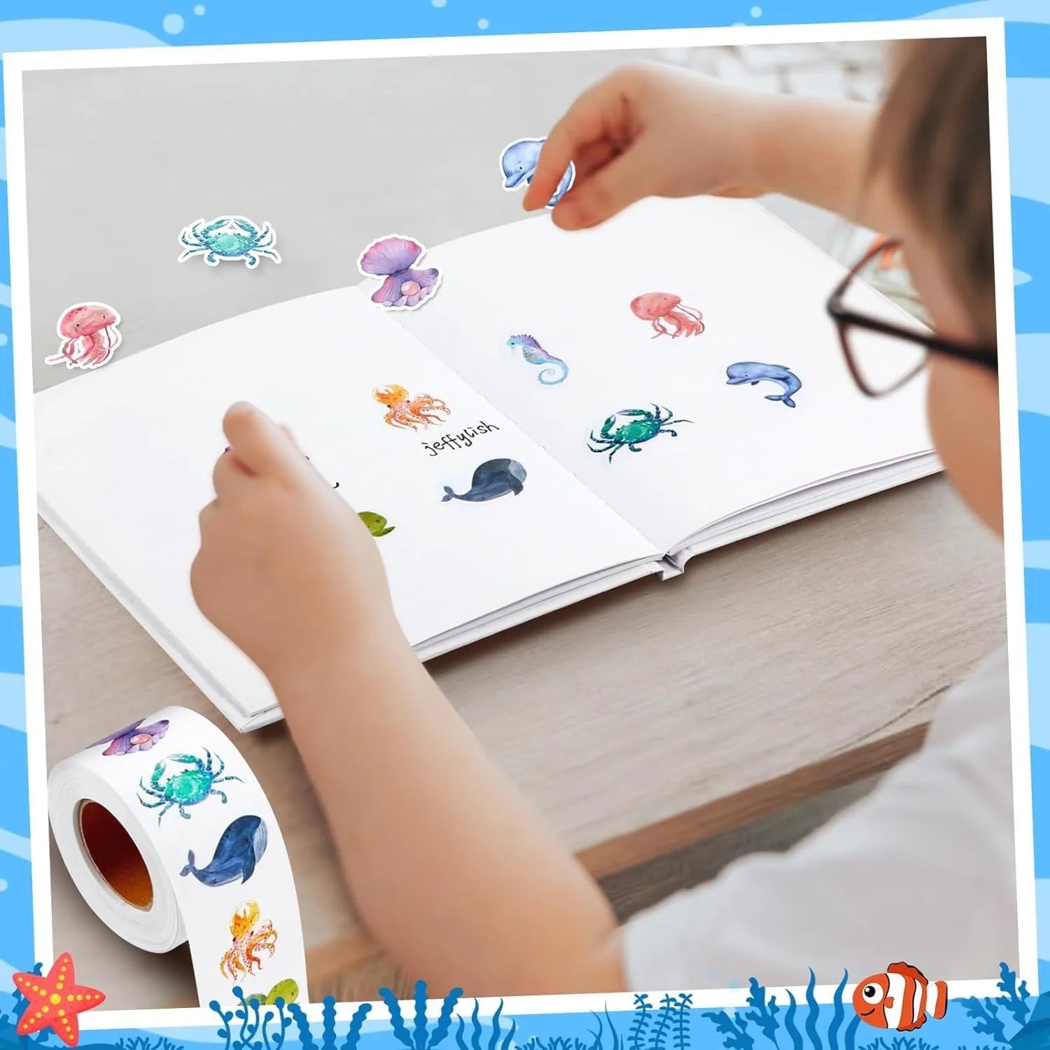 100-500 Animal Stickers Roll | Small Decorative Labels for Photocards and Gifts close-up view