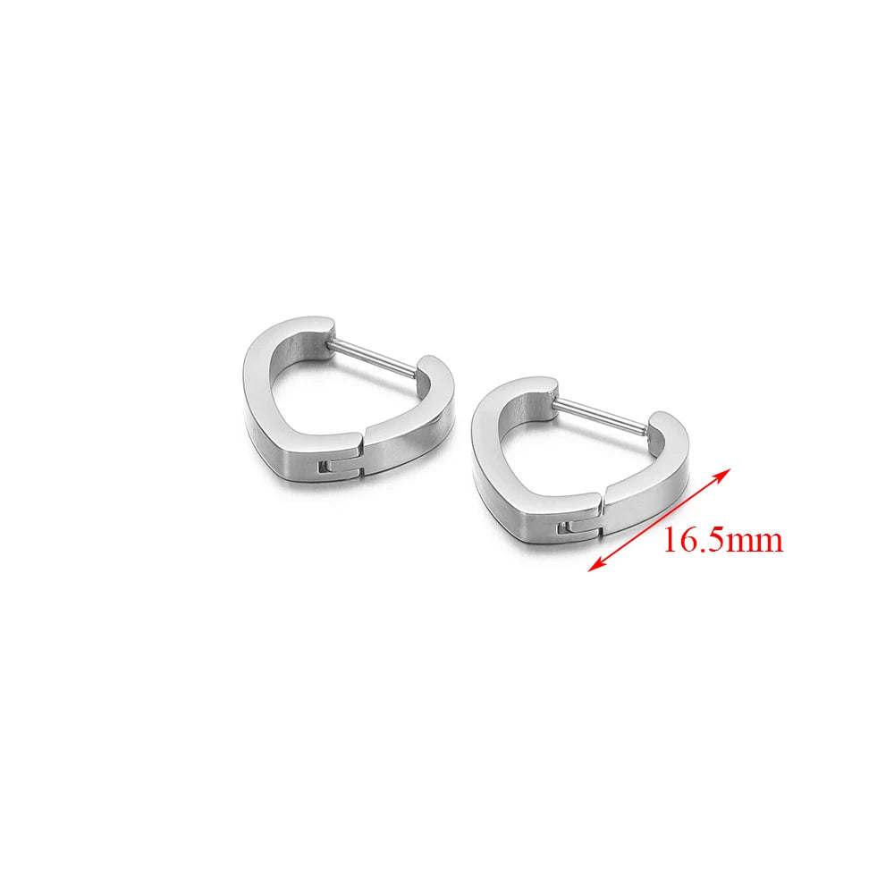 2pcs Geometric Stainless Steel Hoop Earrings | Trendy Daily Wear for Men Women additional angle
