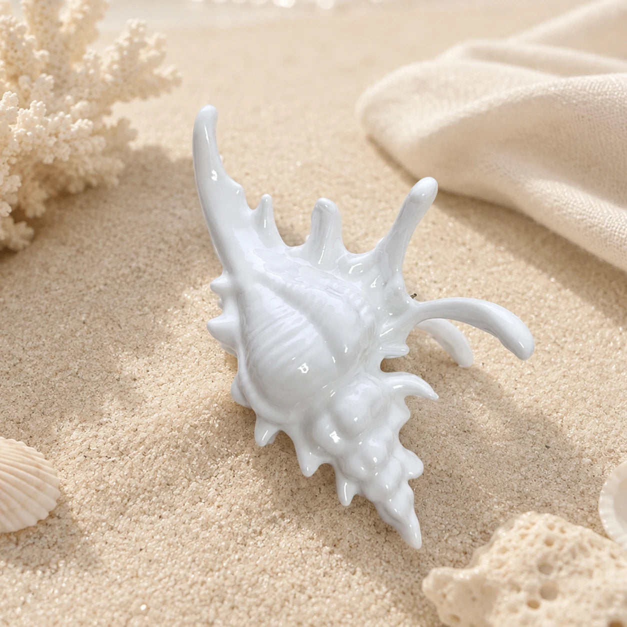 Conch Shell Hair Claw Clip for Women PC Electroplated Iridescent Mermaid Beach Large lifestyle view