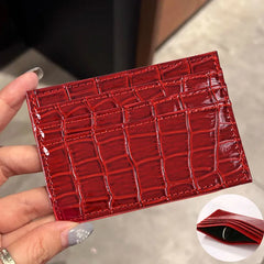 Crocodile Candy Color PU Leather Slim Credit Card Holder | Compact Wallet for Women and Men