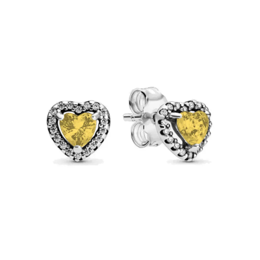 2026 Hot Selling 925 Sterling Silver Heart-Shaped Colored Zircon Exquisite Earrings, lifestyle view
