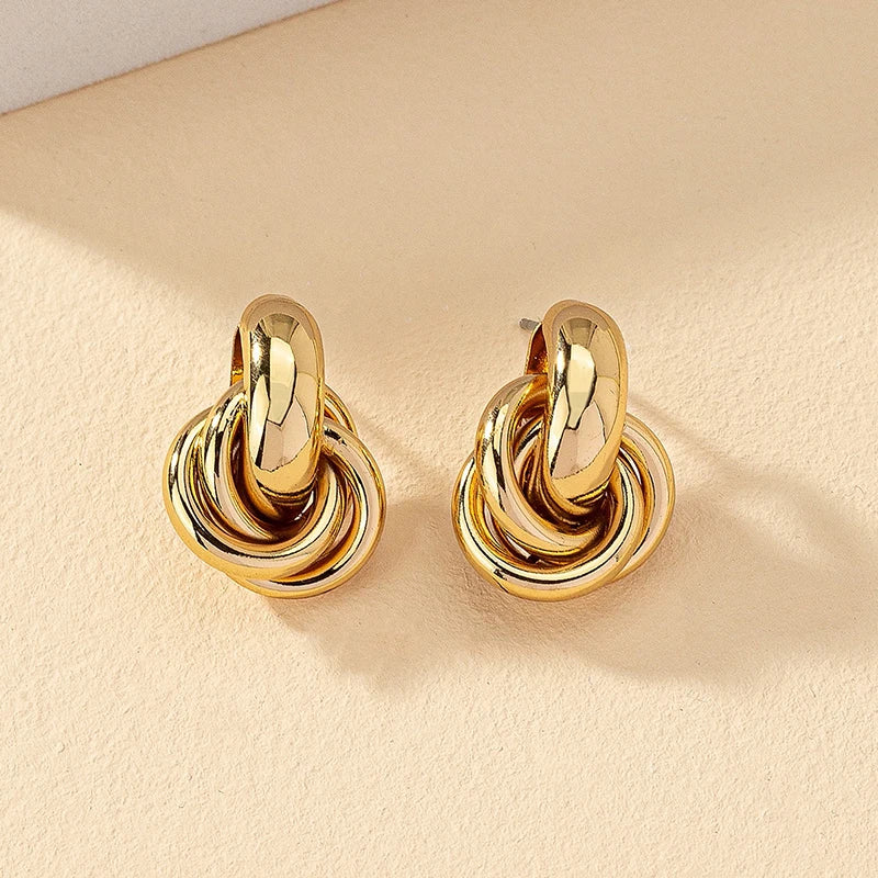 Obega Gold SIlver Color Knot Hoop Earring detail view