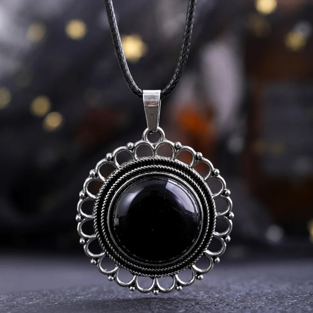 Lace Agate Pendant Necklace | Vintage Handmade Crystal Jewelry lifestyle view